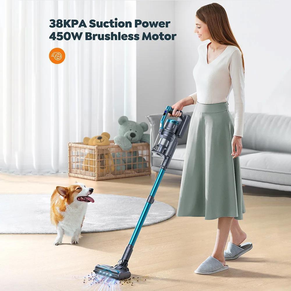 VC60 Convenient Smart Cordless Vacuum Cleaner, 38kPa Suction, 55min Runtime, Smart OLED Display, 7*2500mAh lithium battery, 4-5 Hours charges