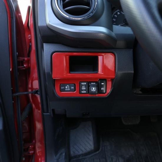 Red ABS Inner Fog Light Switch Button Cover Trim Fit For Toyota Tacoma 2016-