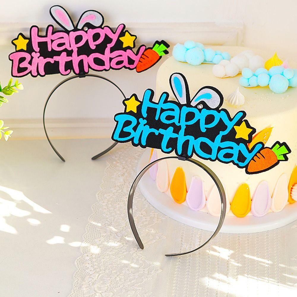 Balloon Rabbit Ear Stars Luminous Hair Hoop Happy Birthday Headbands Crown LED Light Headdress