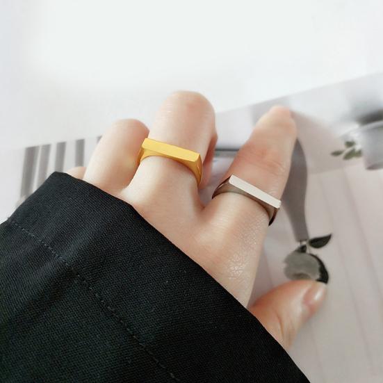 Vintage Unisex Ring Pure Color Polished Titanium Steel Flat Surface Simple Style Luster Multi Sizes Anti-Rust Lightweight Finger Jewelry