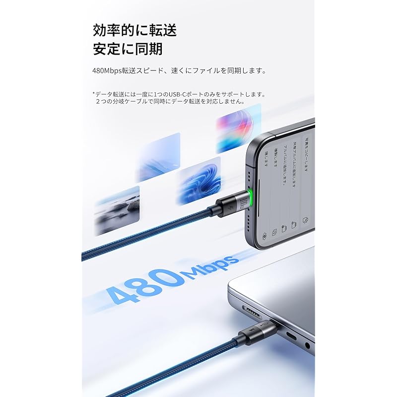 Mcdodo 2in1 Fast Charging Cable USB-C To & USB-C Cable 100W PD Compatible High Speed Data Transfer Type-C Cable Type C Cable With LED Light Aluminum