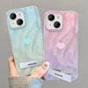 Applicable To Apple 15 Feather Yarn Mobile Phone Case Summer Iphone14pro Smudge Blue Love Invisible Bracket 13