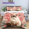 Pink Ragdoll Cat Pattern Bedding Home Decoration Birthday Gift (1 * duvet cover + 2 * pillowcase, without core)