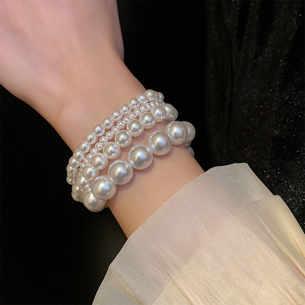 Elegant Lovely French Sweet Fashion Jewelry Female Elastic Bracelet Pearl Korean Style Bracelet