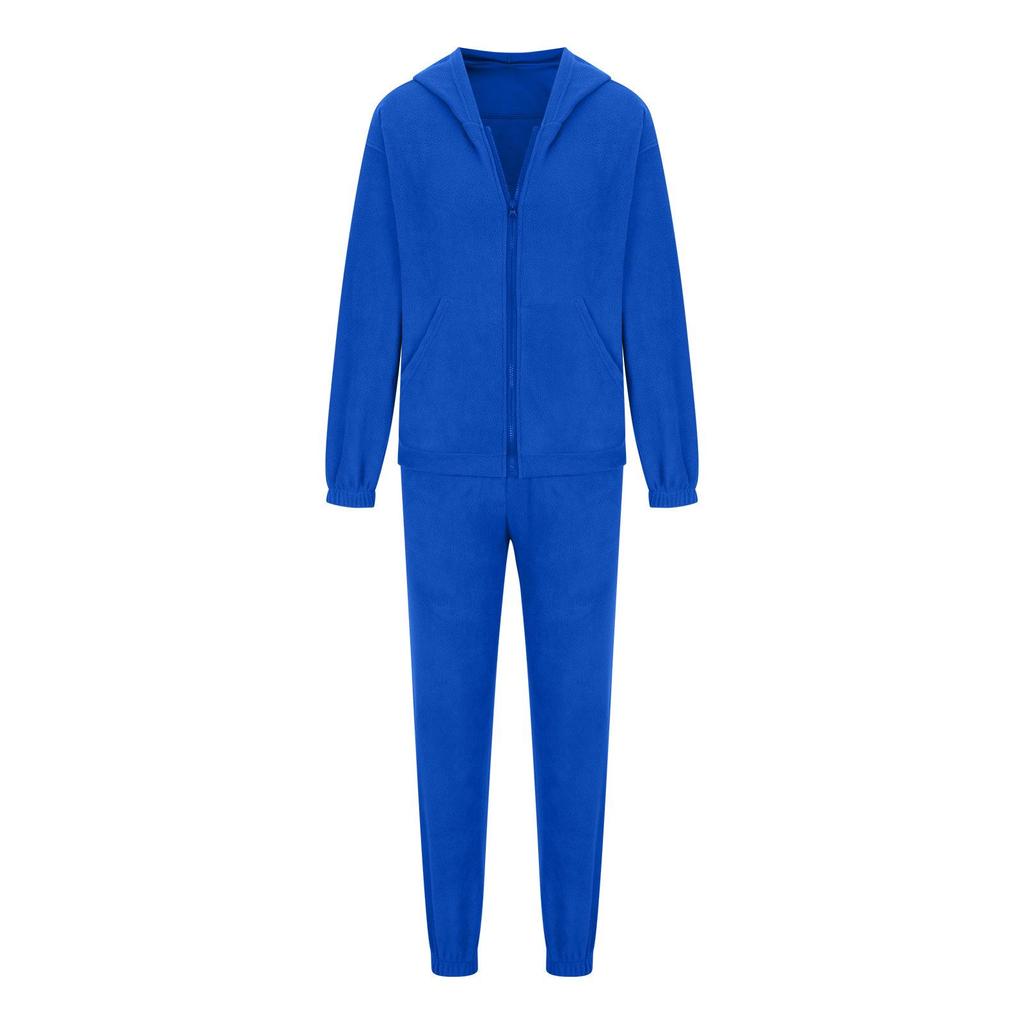 Women Solid Color Long Sleeve Hooded V Neck Hoodies Suit Autumn Winter Loose Top Wide Leg Pants