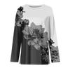 Women's Fashion Casual Slit Hem Round Neck Long Sleeve Loose  Printed T-Shirt Ladies Top
