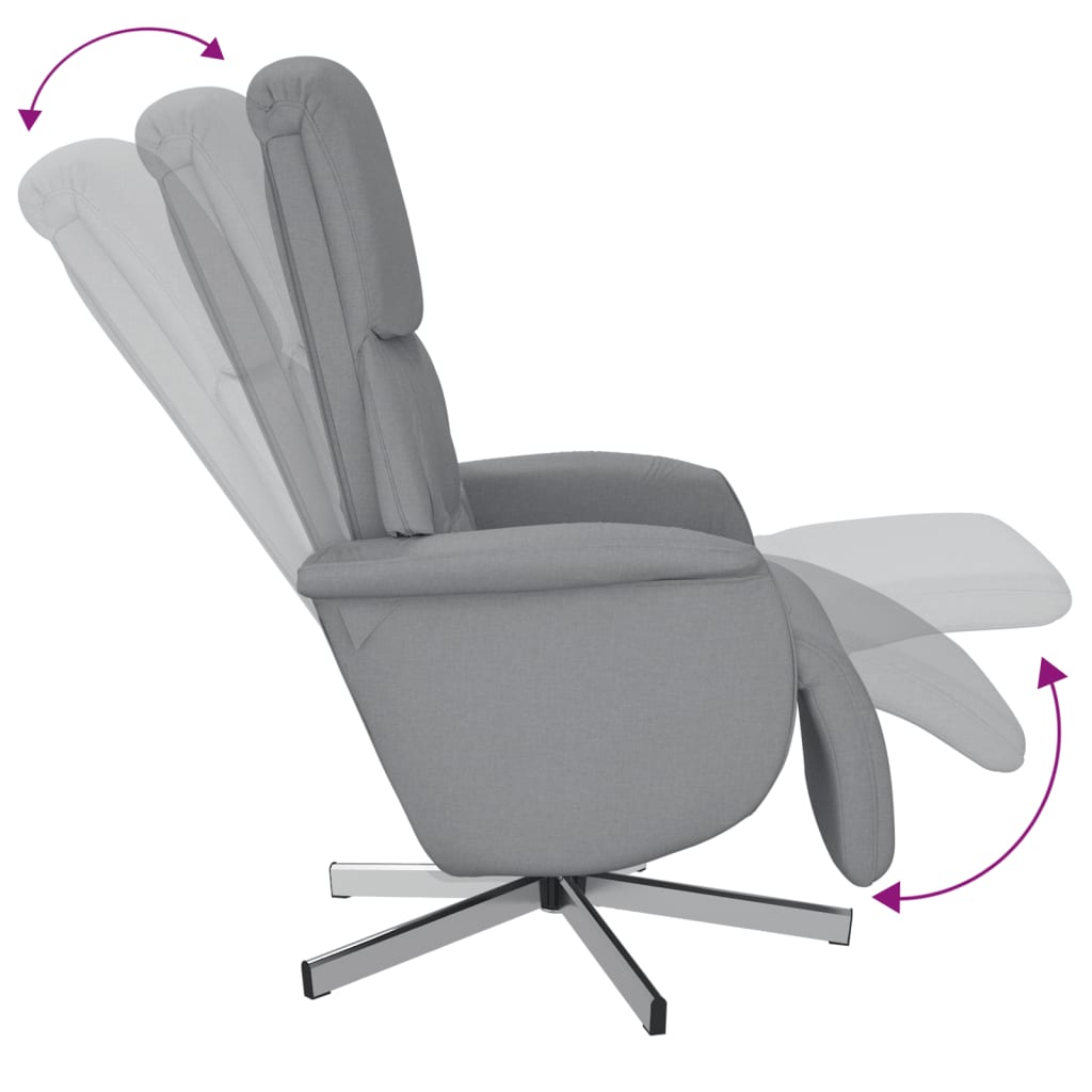 Relax Chair with Footrest Light Grey Fabric
