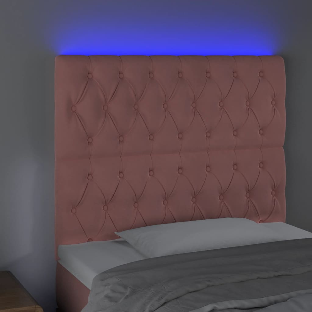 LED Headboard in Pink 100 x 7 x 118 128 cm Velvet