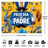 2D Feliz Dia del Padre Backdrop with Tools, Coffee & Mustache Party Decoration Banner