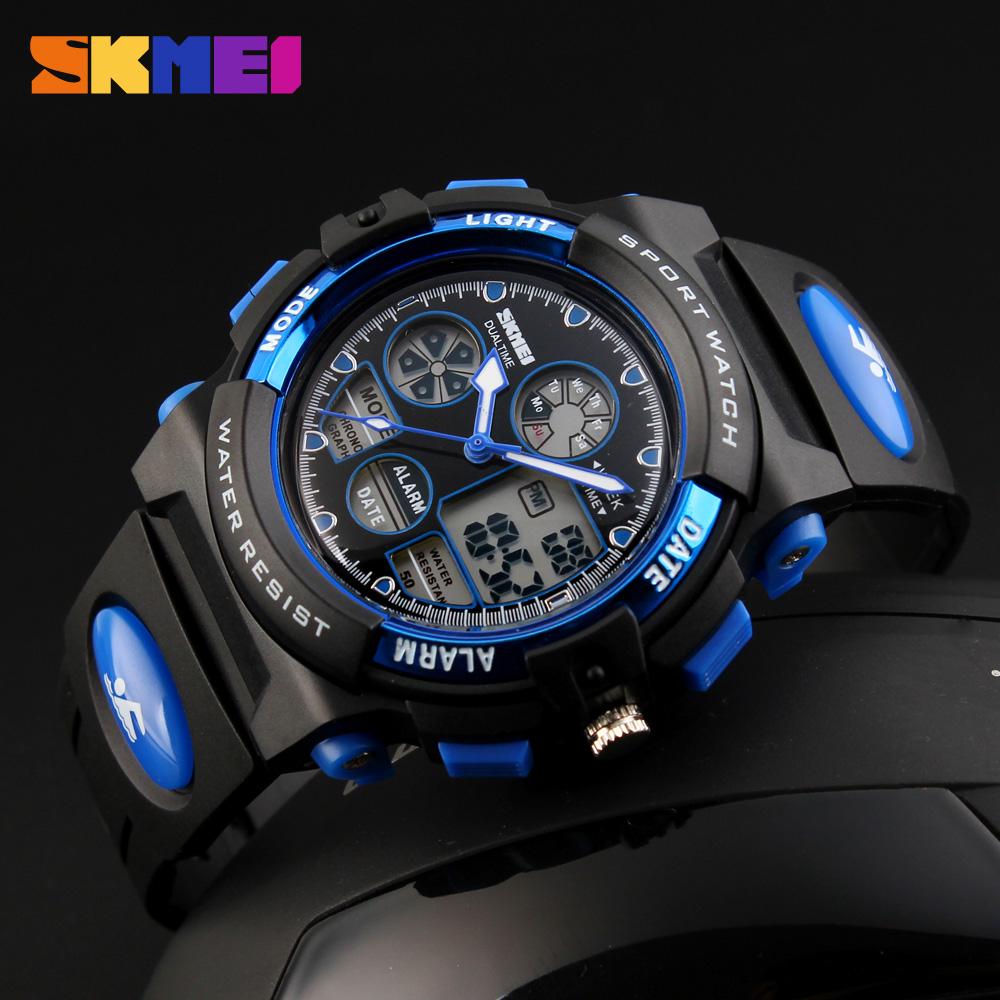 SKMEI Digital Quartz Watch for Girl Boy Military Clock Children Sports Electronic Dual Display Waterproof Kids Wristwatches 1163
