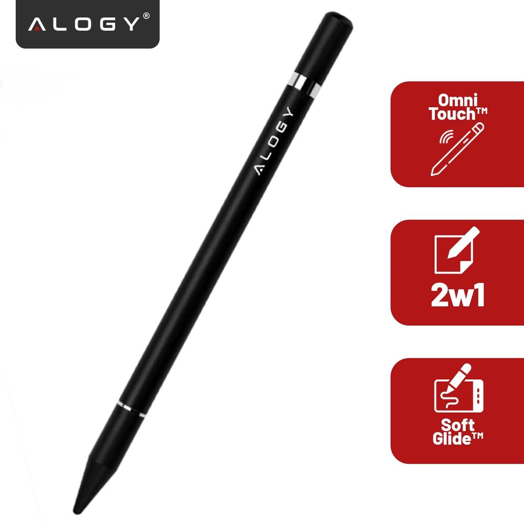Rysik 2W1 Do Telefonu I Tabletu - Dotykowy Pojemnościowy Z Funkcją Długopisu, Precyzyjny I Uniwersalny - Alogy Styluspen™ Czarny