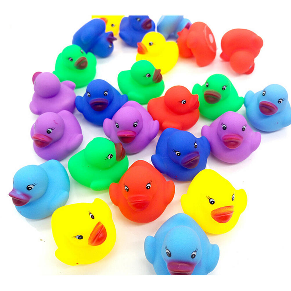12 Pcs Colorful Baby Children Bath Toys Cute Rubber Squeaky Duck Ducky