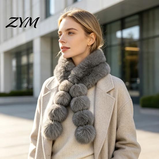 Soft Imitation Fur Scarf Women Faux Scarf, Winter Neck Warmer with Magnetic Buckle, Casual Daily Wear Elegant Draping Design Plush Long Collar