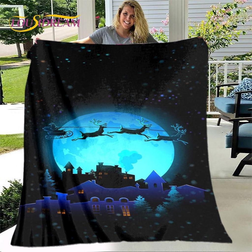 Одеяло с рисунком из мультфильма «С Рождеством и Новым годом», фланелевое одеяло, мягкое теплое одеяло для гостиной, спальни, кровати, дивана, подарок