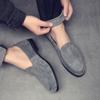 Лоферы мужские из натуральной кожи, ретро, британские, повседневные, ленивые туфли, замшевые с острым носком, простые, трендовые, галоши