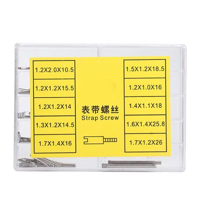 Металлический набор из 10 размеров для часового ремешка, набор винтов для ремонта часов, аксессуары с ящиком для хранения(100 шт)