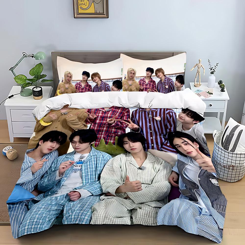 Постельное белье KPOP Пододеяльник Наволочка S-Stray-K-Kids Комплект для кровати Взрослый Мальчик Девочка Декор спальни Детский подарок Односпальный Двуспальный Большой размер
