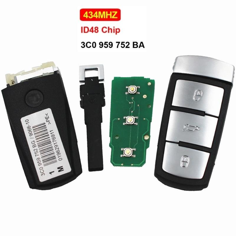 FCCID O 959 752 BA For VW Passat CC Magotan 3 Button Remote Key ID48 Chip 434MHz Smart Key CN001017