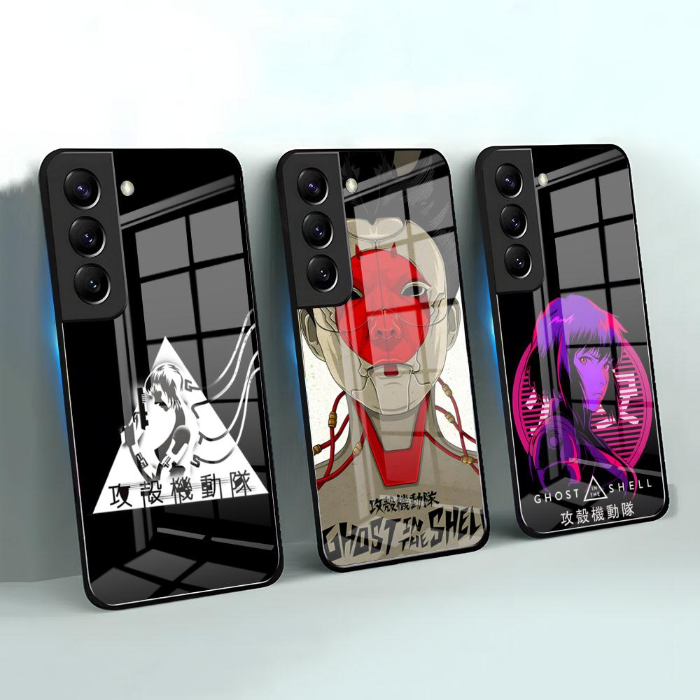Чехол для телефона Anime G-ghost In The S-shell для Samsung S26 S25 S24 FE S23 S22 S21 Plus S20 Ultra Note20Ultra Черная стеклянная крышка