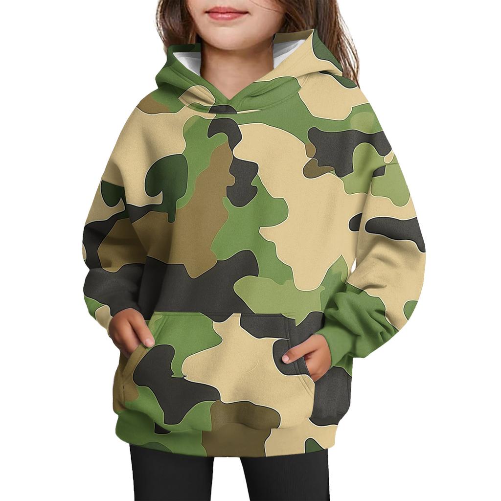 Girls' Hooded Tie- Sweatshirt - Pullover Print Top