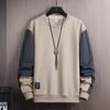 Men's Spring and Fall Round Neck Sweater Casual Pullover Long Sleeve Shirt