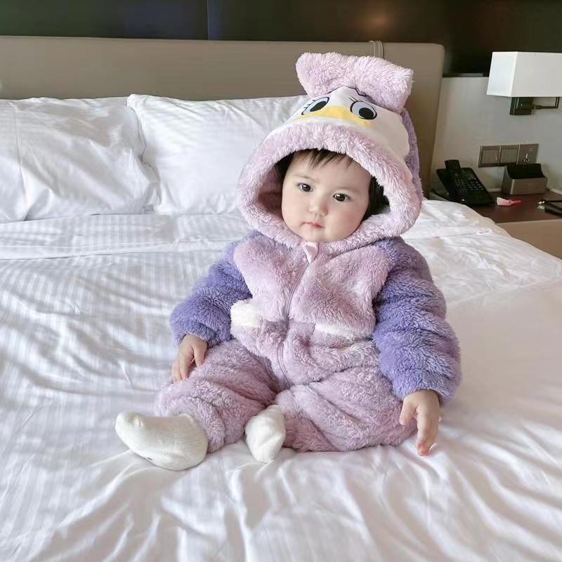 Детские комбинезоны для девочек, фланелевые, осенние и зимние, утепленные, детские пижамы, домашняя одежда