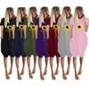 Womens Jumper Ladies Oversized Baggy Short Sleeve Pocket Pullover  Dress