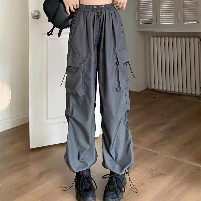 Летние мешковатые спортивные штаны, женские корейские брюки-карго с парашютом, свободные спортивные штаны Y2k, женские широкие брюки для бега