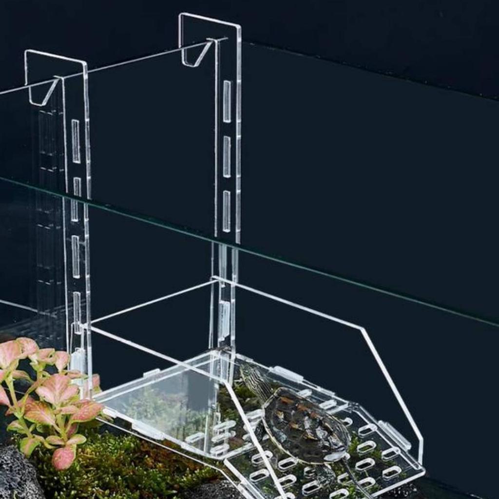 Acrylic Turtle Basking Dock Multi-Functional Hanging Turtle Basking Dock Tortoise Climbing Ladder High Guardrails
