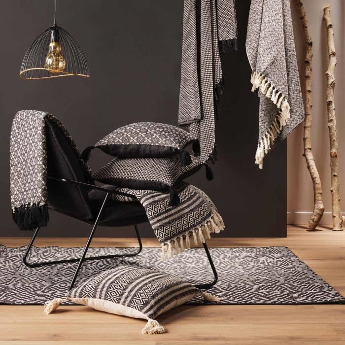 Coussin - Janna - 40 x 40 cm - Déhoussable - Oeko-Tex® - Noir