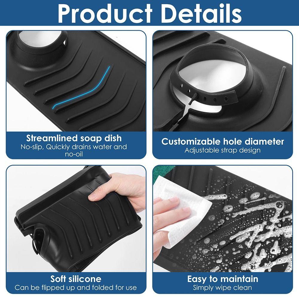 Quick Dry Silicone Splash Guard Reusable Sink Splash Mat Faucet Splash Catcher  Behind Faucet
