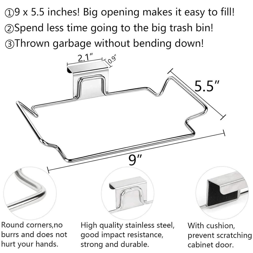 Большой держатель для мусорных мешков из нержавеющей стали для кухонных шкафов, дверцы и шкафчики, держатель для мешков под раковиной, держатель для мусорных мешков, кухонное ведро для отходов