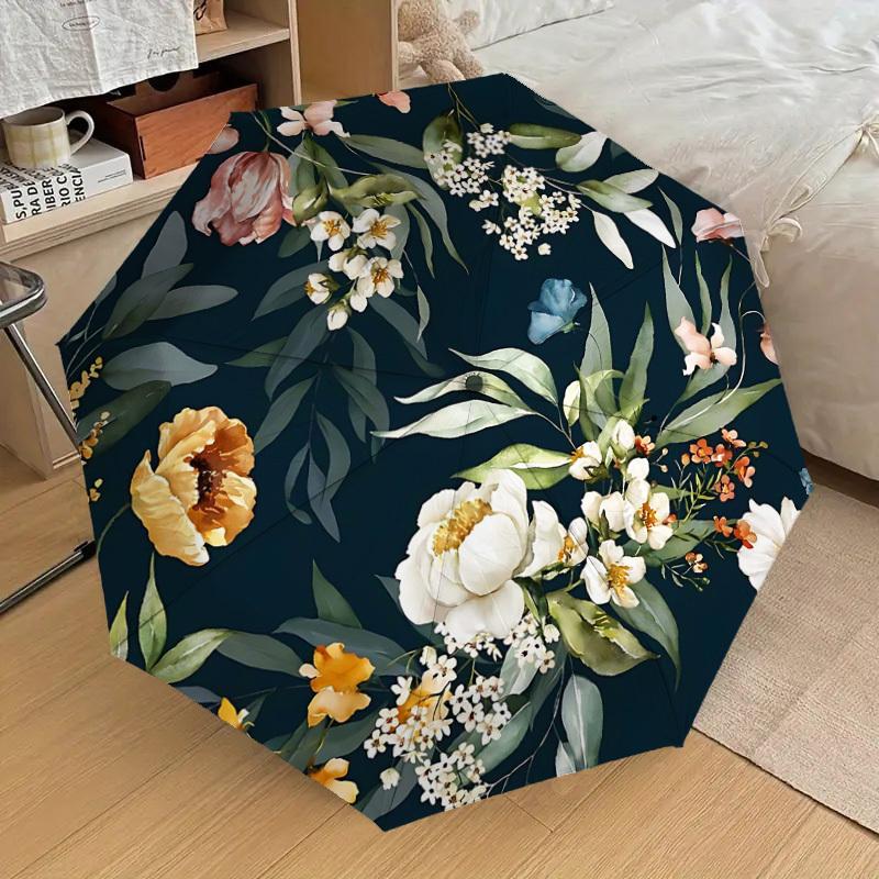 1PC Floral Pattern Umbrella-8-Rib Reinforced Portable Folding Travel Suitable for All Seasons Outdoor Daily Use Is an Ideal Choice -K0414
