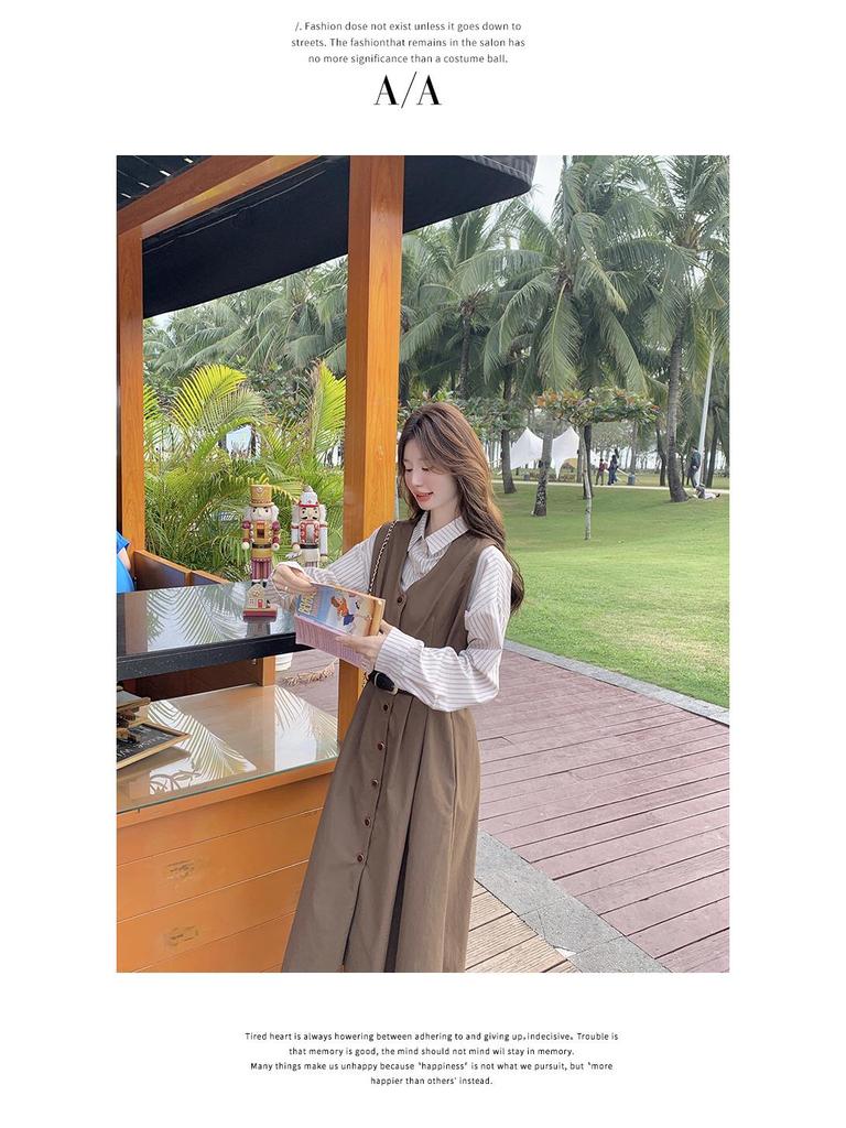 Комплект из французского ретро-жилетки и юбки Slim Fit 2025