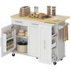 Movable Kitchen Island Expandable Surface Cabinet Doors Drawers Towel Holder Kitchen Cart Made Of Mdf White