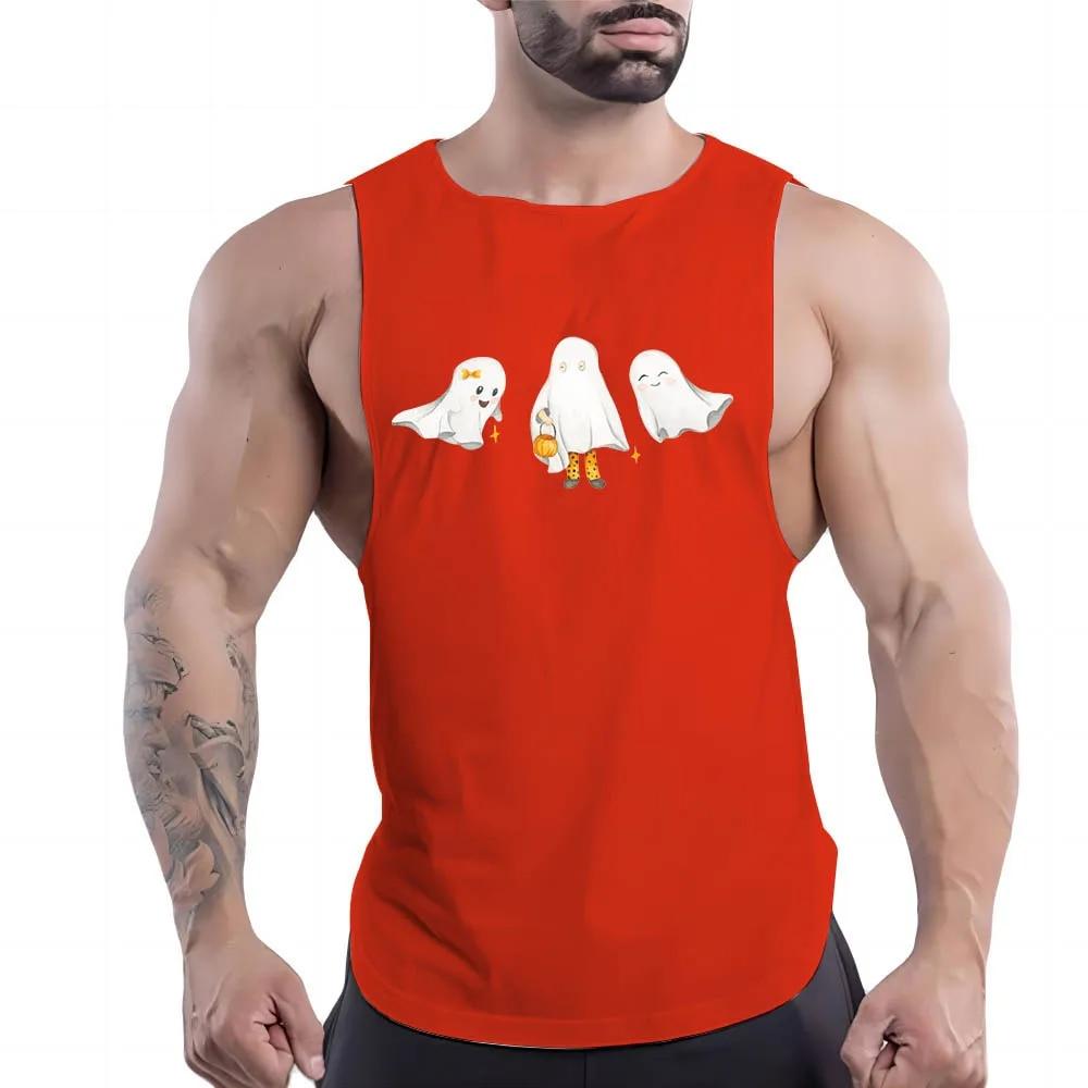 Топ для спортзала, модный спортивный стиль, повседневный жилет без рукавов, рубашка с принтом куклы на Хэллоуин, мужской спортивный жилет для баскетбола на открытом воздухе, быстросохнущий
