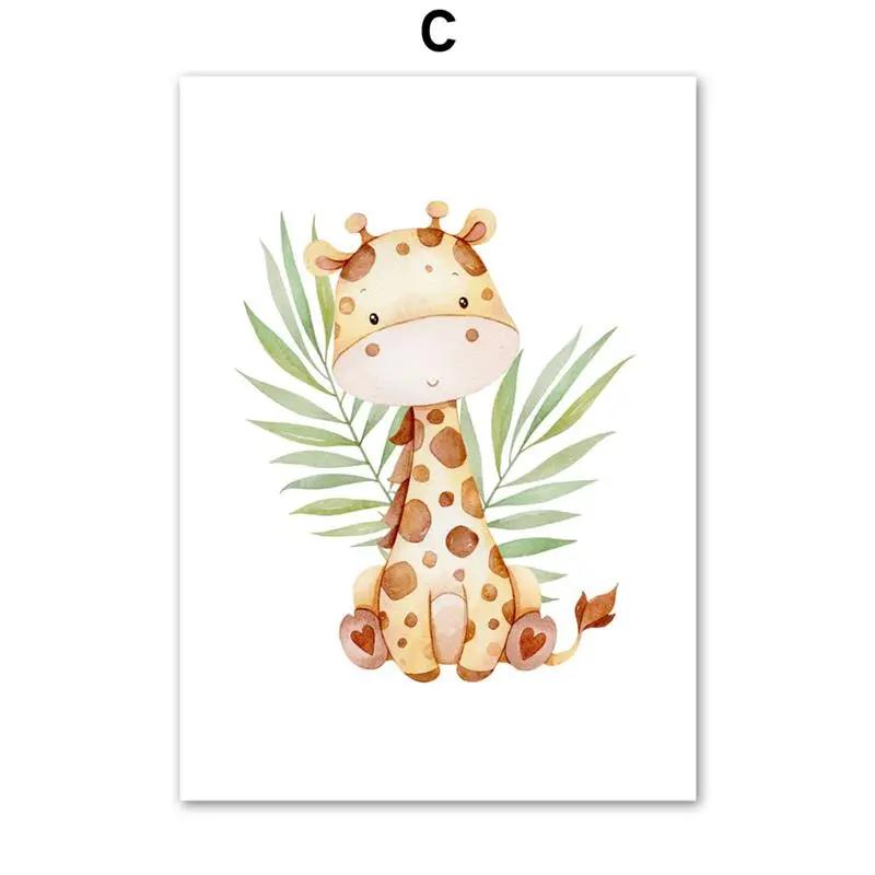 Nursery Elephant Giraffe Rhino Monkey Lion Nordic Posters And Prints Wall Art Canvas Painting Wall Pictures Baby Kids Room Decor