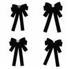 Simple Velvet Black Ribbon Pin Rhinestones Beads Black Bow Necktie Pin Pearl Funerals Memorial Pin Men