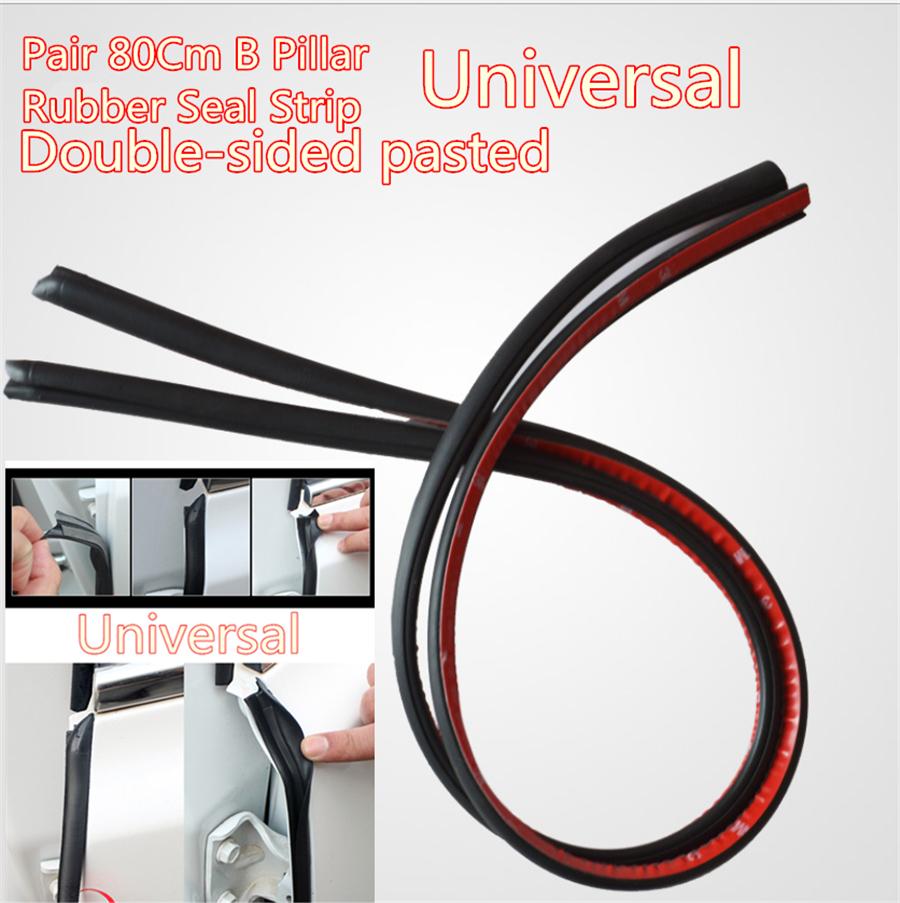 2X80см Резиновая уплотнительная лента типа B для стойки B автомобиля, шумоизоляционная, пыленепроницаемая, резина EPDM 3M