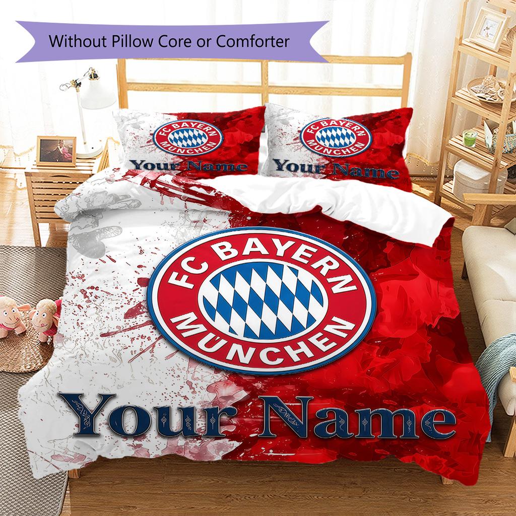 Custom Name FC Bayern Munich Bedding,Quilt Set Quilt Cover Pillowcase Home Birthday Gift(1 * duvet cover + 2 * pillowcase, without core) -HE61