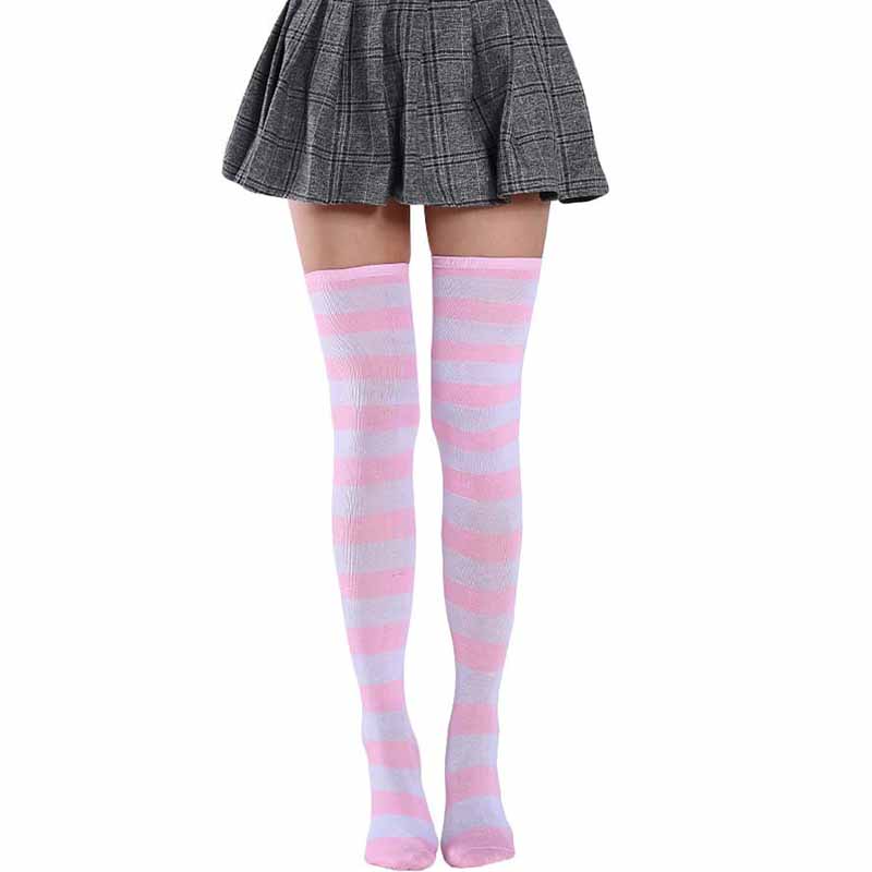1Pair Cotton High Quanlity Cosplay Over Knee Overknee Women Stockings Thigh High Long Popular Striped Cute Sweet Girls Socks Unique