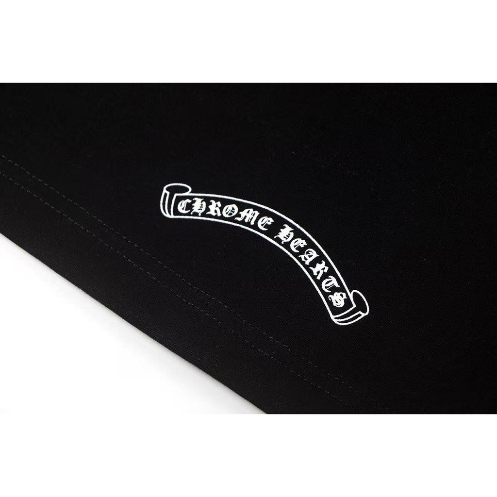 W386 CHROME HEARTS Лето 2026 Новая Высококачественная Хлопковая Круглый Вырез Свободная Большого Размера Футболка Футболка для Пары