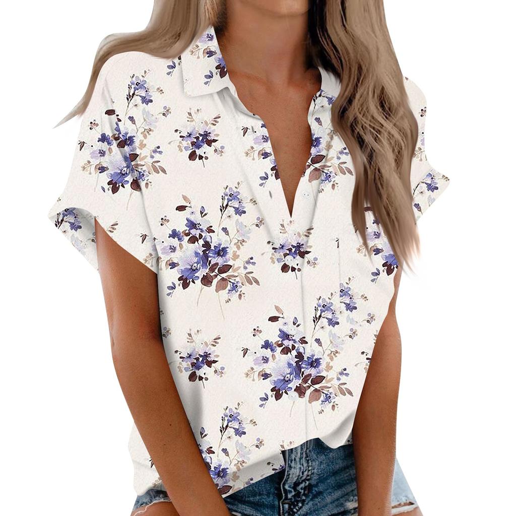 Женская рубашка с короткими рукавами, повседневный модный топ на пуговицах с принтом, кардиган с нагрудным карманом