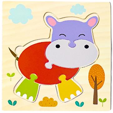 Baby Wooden Toys 3D Wood Puzzle Cartoon Animal Matching Game Intelligence Jigsaw Puzzle Toys For Children Educational