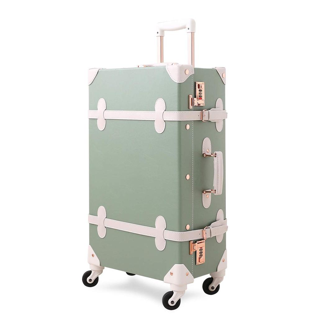 Cute Carry Case Retro Suitcase Trunk Case School Trip Quiet Four Wheel Handmade Cute Carry Bag [Uniwalker] Carry-on