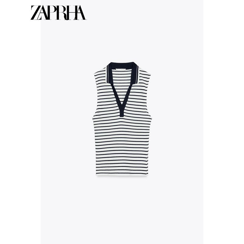Zaprha2025 New Arrival Beautiful Casual Polo Tops Rib Polo Shirt T-shirt Female Silm Slim Looking 0858315
