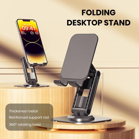 Aluminum Alloy Phone Holder 360 Rotatable Non-slip Foldable Heavy Duty Desktop Tablet Mobile Phone Stand Phone Accessories