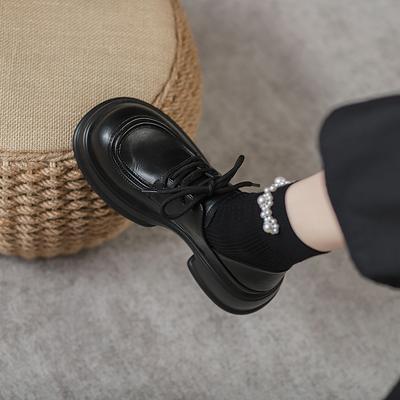 Кожаные туфли на платформе женские 2024 новые туфли-лоферы со шнуровкой и завышенной талией jk college британский стиль маленькие кожаные туфли женские одинарные туфли