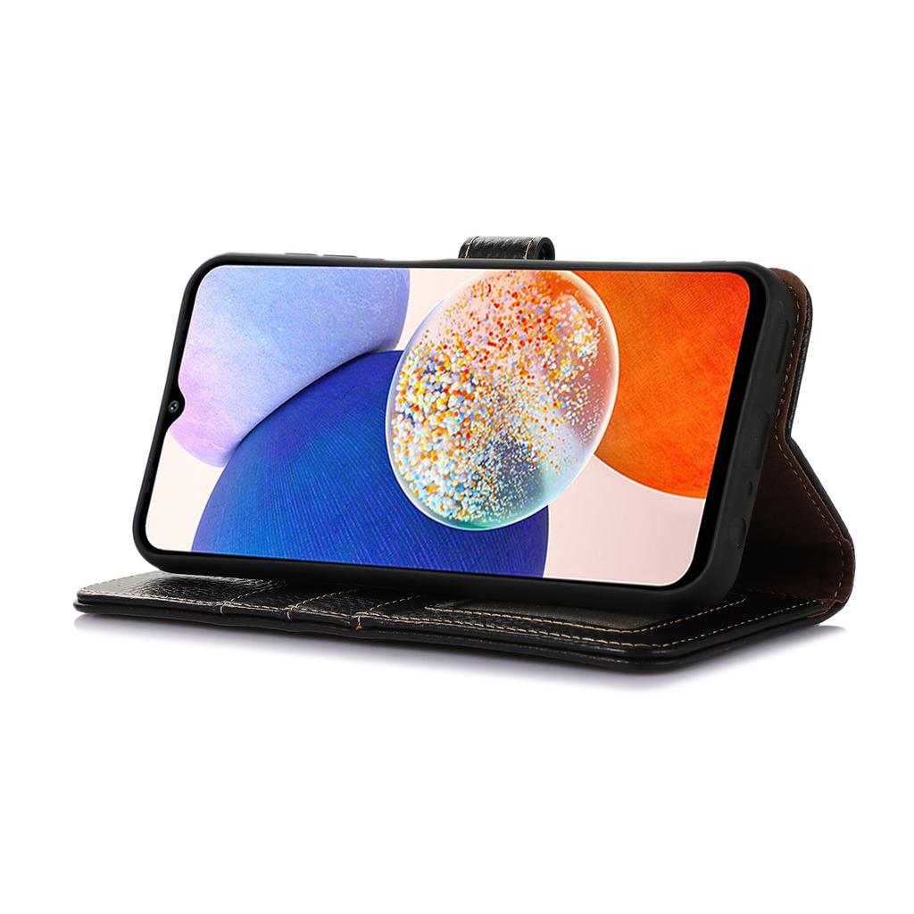 For Xiaomi Redmi Note 13R Pro 5G Genuine Cow Leather Phone Case with Card Slots