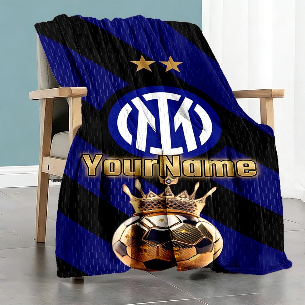 Inter Milan Customize Text Blanket Lightweight Personalized Blanket Comfortable Throw For Sofa Nap Couch Office for All Occasions